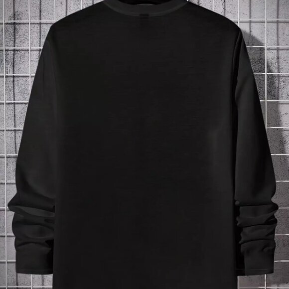 Men's Plus Size Long Sleeve Crew Neck Mountains Print Casual Breathable T-Shirt - Picture 3 of 5